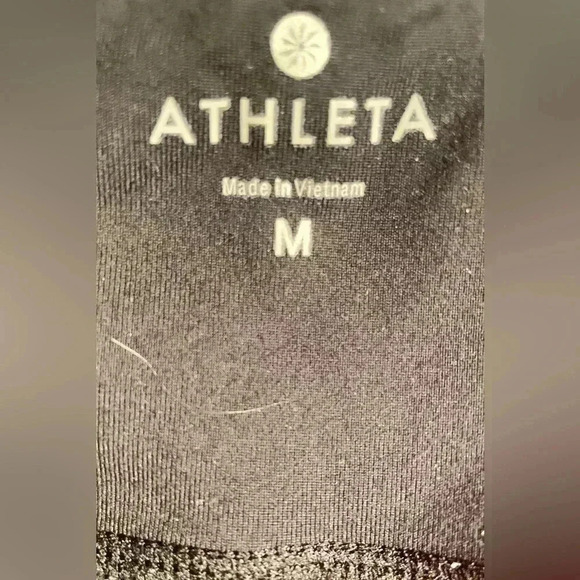 Athleta waist casual yoga athletic band facing black peach crop tight leggings M - Picture 4 of 5